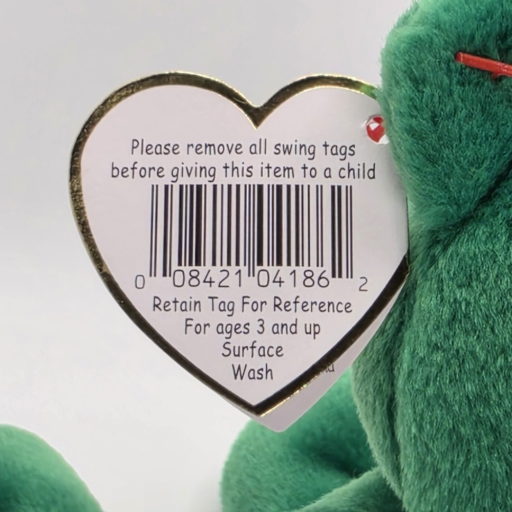 Ty Beanie Baby Erin the Irish Bear 1997 Retired Vintage Green Shamrock with Tags - Picture 11 of 12